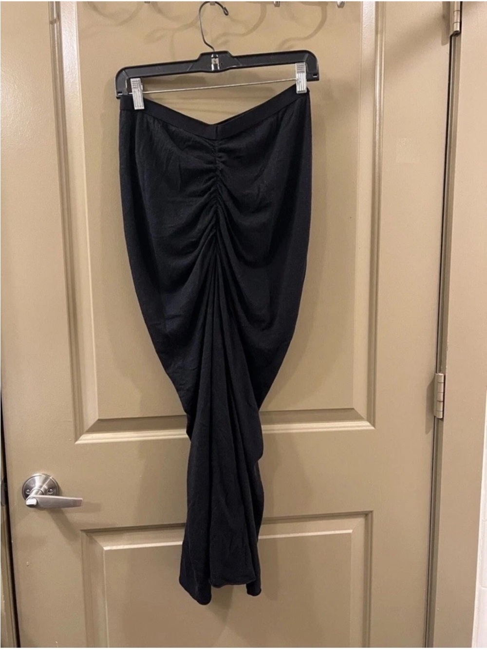 Rick Owens Black Ruched Maxi Skirt